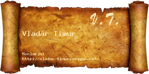 Vladár Timur névjegykártya